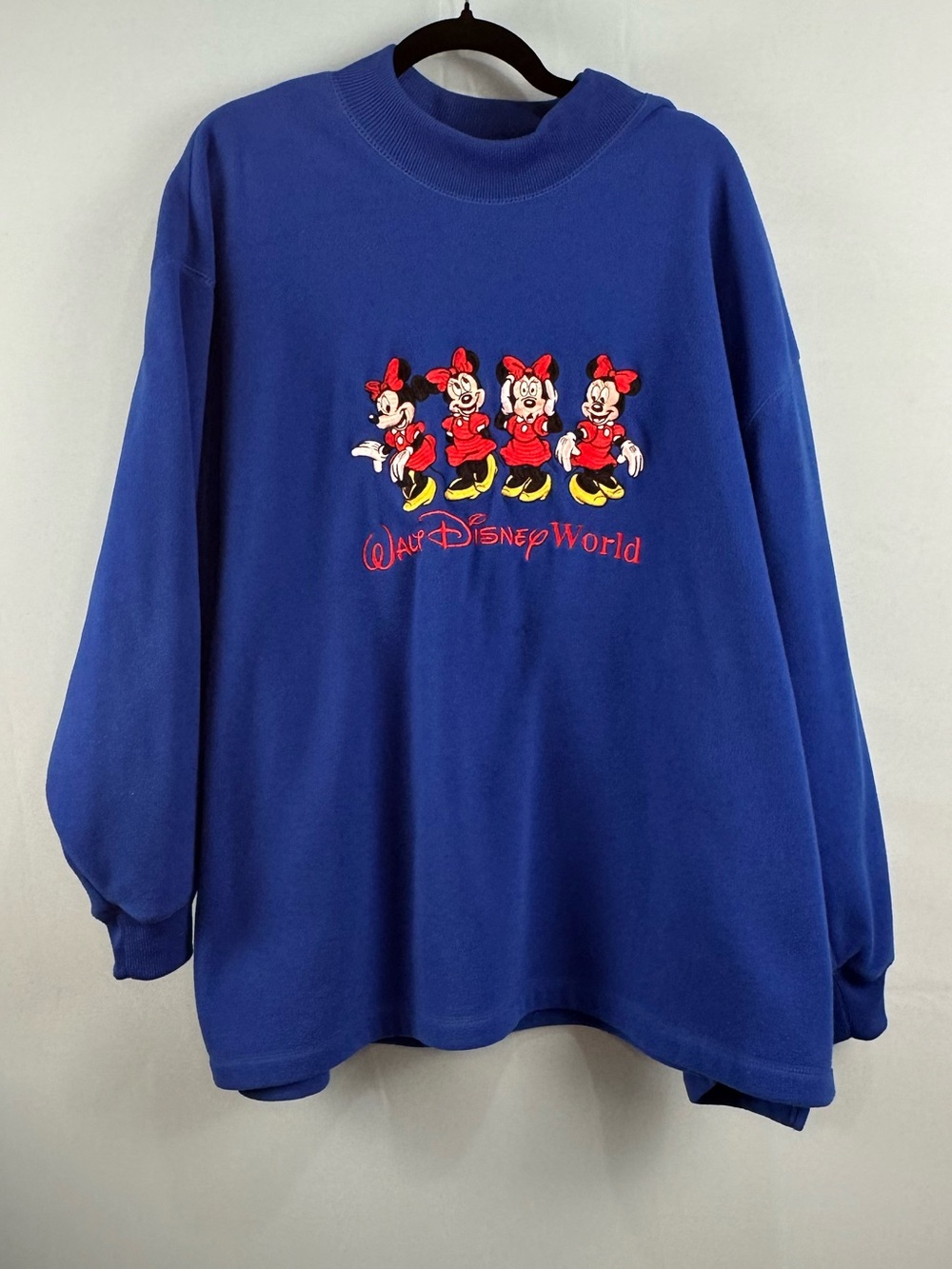 Vintage Walt Disney World Minnie Mouse Fleece Pullover 2XL Blue 90s